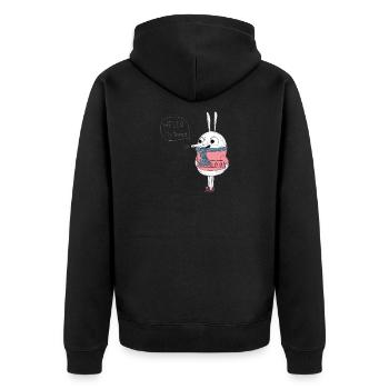 Süßer Hase Hello My Friend Cartoon - Unisex Premium Bio Zip Hoodie - Schwarz - Hinten - Nico (187cm)