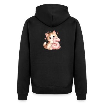 Kätzchen 5 Geburtstag - Unisex Premium Bio Zip Hoodie - Schwarz - Hinten - Nico (187cm)