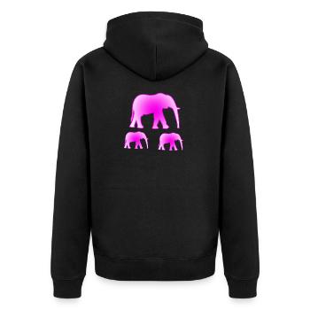 Elephants - Unisex Premium Organic Zip Hoodie - black - Back - Nico (187cm)