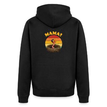 Mama Hungry Baby Bird - Unisex Premium Bio Zip Hoodie - Schwarz - Hinten - Nico (187cm)