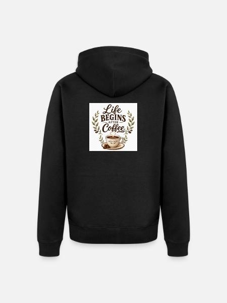 Life_Begins_After_Coffee.png - Unisex Premium Organic Zip Hoodie - black