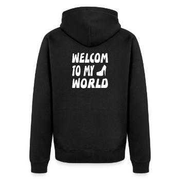 High Heels - Unisex Premium Organic Zip Hoodie - black - Back - Nico (187cm)