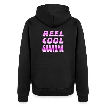 Oma - Unisex Premium Bio Zip Hoodie - Schwarz - Hinten - Nico (187cm)