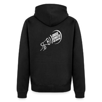 Grosse Schwester Vom Schulkind – Schulanfang - Unisex Premium Bio Zip Hoodie - Schwarz - Hinten - Nico (187cm)