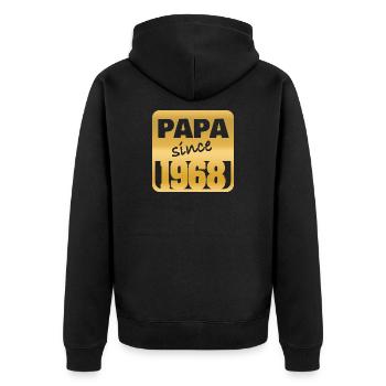 Papa 1968 - Unisex Premium Organic Zip Hoodie - black - Back - Nico (187cm)