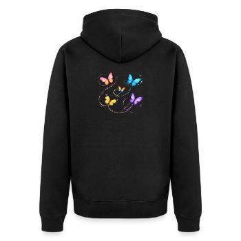 Schmetterlinge - Unisex Premium Bio Zip Hoodie - Schwarz - Hinten - Nico (187cm)