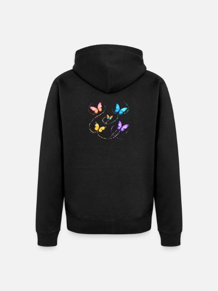 Butterflies - Unisex Premium Organic Zip Hoodie - black