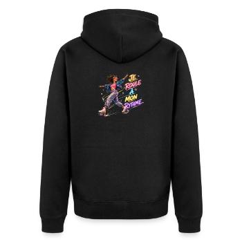 Rythme Neon en Roller - Veste à capuche bio Premium Unisexe - noir - Dos - Nico (187cm)