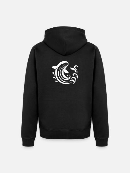 Springender Wal Silhouette Meeresmotiv - Unisex Premium Bio Zip Hoodie - Schwarz