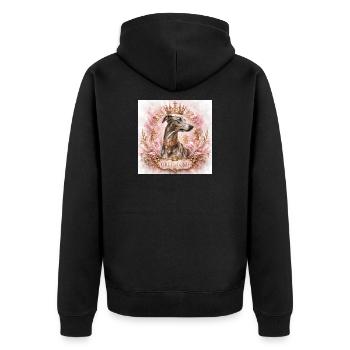 Portrait royal de lévrier avec couronne - Veste à capuche bio Premium Unisexe - noir - Dos - Nico (187cm)