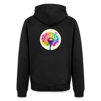 Regenbogen-Pusteblume  - Unisex Premium Bio Zip Hoodie - Schwarz - Hinten - Nico (187cm)