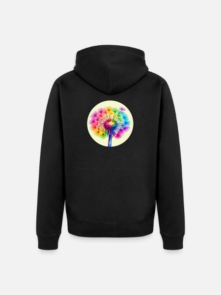 Rainbow Dandelion - Unisex Premium Organic Zip Hoodie - black