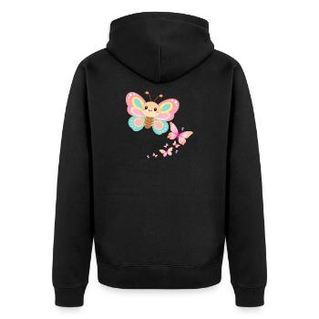 Pastel Butterfly Motif - Unisex Premium Organic Zip Hoodie - black - Back - Nico (187cm)