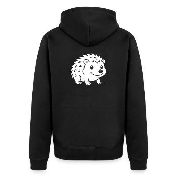 Hedgehog Silhouette Autumn Animal Motif - Unisex Premium Organic Zip Hoodie - black - Back - Nico (187cm)