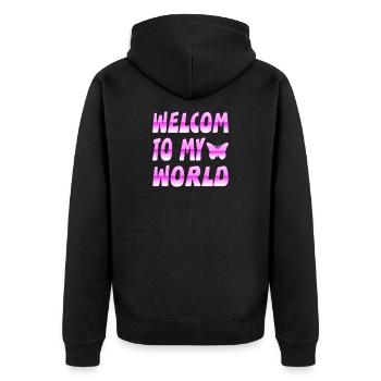 Butterflies - Unisex Premium Organic Zip Hoodie - black - Back - Nico (187cm)