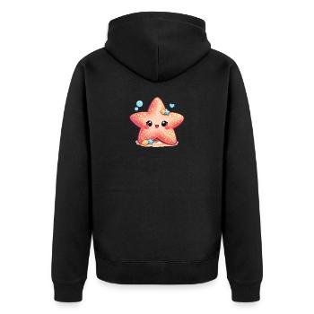 Starfish - Unisex Premium Organic Zip Hoodie - black - Back - Nico (187cm)