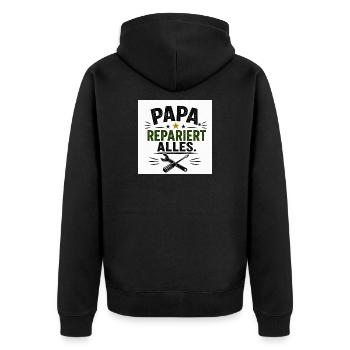 Papa repariert alles - Unisex Premium Bio Zip Hoodie - Schwarz - Hinten - Nico (187cm)