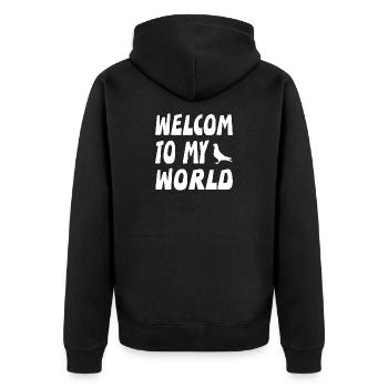 Doves - Unisex Premium Organic Zip Hoodie - black - Back - Nico (187cm)