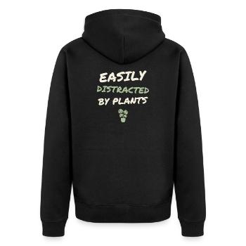 Easily Distracted By Plants - Unisex Premium Organic Zip Hoodie - black - Back - Nico (187cm)