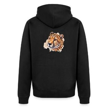 Watercolor look cheetah head - Unisex Premium Organic Zip Hoodie - black - Back - Nico (187cm)