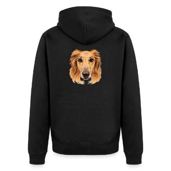 saluki head, watercolor look, greyhound designs - Unisex Premium Organic Zip Hoodie - black - Back - Nico (187cm)