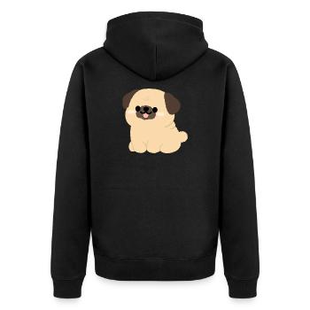Pug Plushie Charm - Unisex Premium Organic Zip Hoodie - black - Back - Nico (187cm)