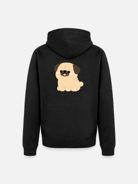 Pug Plushie Charm - Unisex Premium Organic Zip Hoodie - black