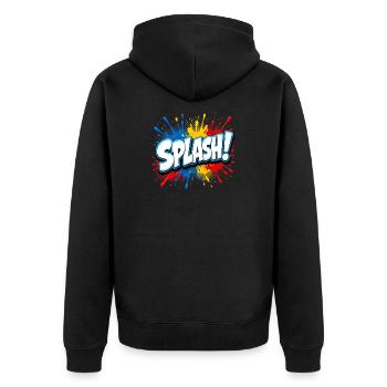 Lettrage de bande dessinée avec des éclaboussures de peinture – Pop Art Sty - Veste à capuche bio Premium Unisexe - noir - Dos - Nico (187cm)