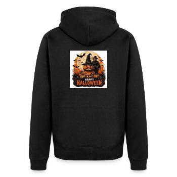 Halloween Night Pumpkins - Unisex Premium Organic Zip Hoodie - black - Back - Nico (187cm)