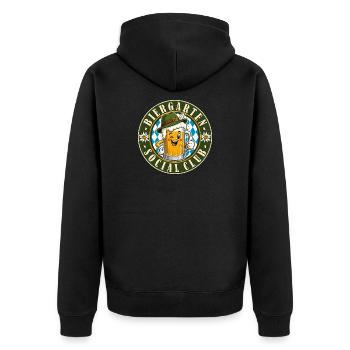 Lustiges Trachtenersatz Biergarten Social Club - Unisex Premium Bio Zip Hoodie - Schwarz - Hinten - Nico (187cm)