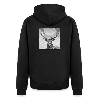 Deer - Unisex Premium Organic Zip Hoodie - black - Back - Nico (187cm)