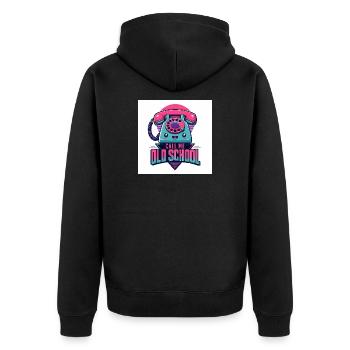 Call Me Old School - Unisex Premium Bio Zip Hoodie - Schwarz - Hinten - Nico (187cm)