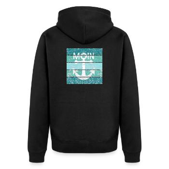 Moin Anker Retro - Unisex Premium Organic Zip Hoodie - black - Back - Nico (187cm)