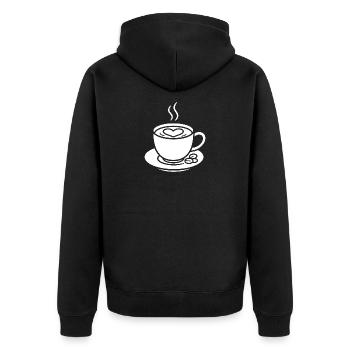 Tasse de café avec cœur pour les connaisseurs - Veste à capuche bio Premium Unisexe - noir - Dos - Nico (187cm)