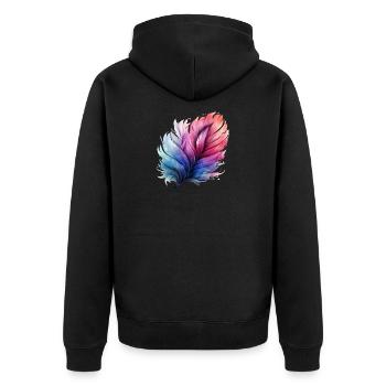 Dégradé prismatique de plumes - Veste à capuche bio Premium Unisexe - noir - Dos - Nico (187cm)