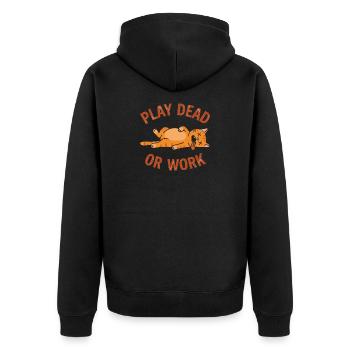 « Faire semblant de mort ou travailler » - Cat Drôle - Veste à capuche bio Premium Unisexe - noir - Dos - Nico (187cm)