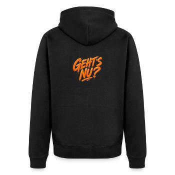 Geht's nu? - Unisex Premium Bio Zip Hoodie - Schwarz - Hinten - Nico (187cm)