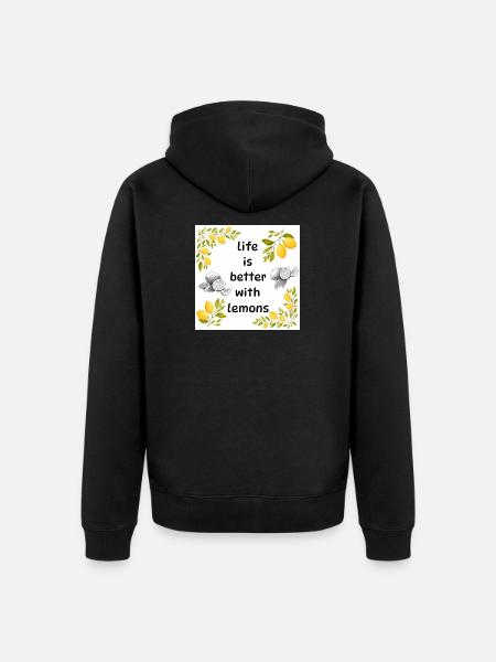Leben ist besser mit Zitronen - Unisex Premium Bio Zip Hoodie - Schwarz
