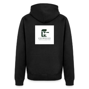 Espresso Club Logo - Unisex Premium Bio Zip Hoodie - Schwarz - Hinten - Nico (187cm)