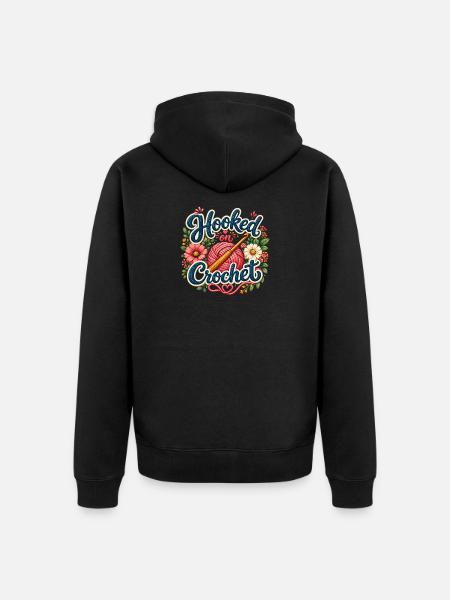 Hooked on Crochet - Unisex Premium Bio Zip Hoodie - Schwarz