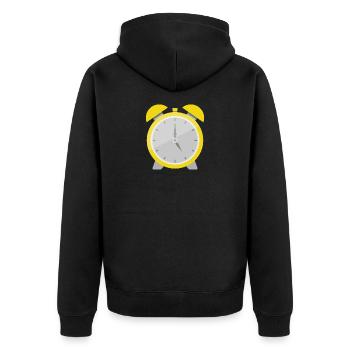 Wecker - Unisex Premium Bio Zip Hoodie - Schwarz - Hinten - Nico (187cm)