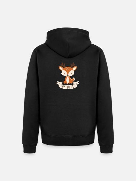 Oh Dear Reh Cartoon - Unisex Premium Bio Zip Hoodie - Schwarz