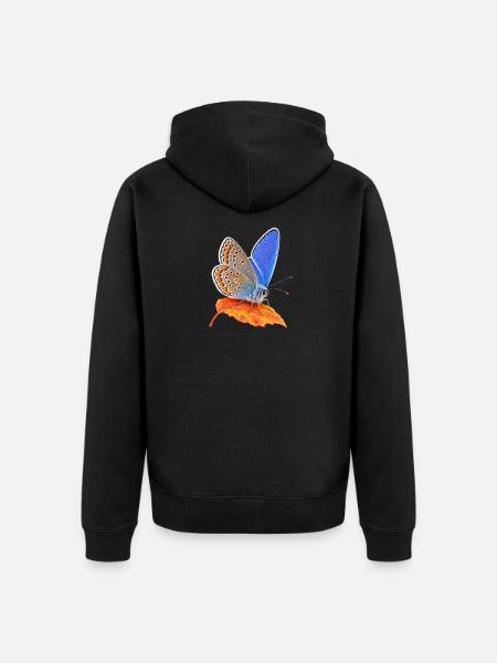 Schmetterling Hauhechel Blaeuling - Unisex Premium Bio Zip Hoodie - Schwarz