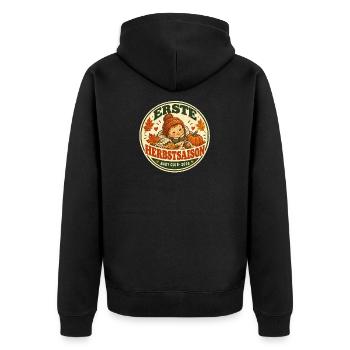 Erste Herbstsaison – Baby Herbst 2026  - Unisex Premium Bio Zip Hoodie - Schwarz - Hinten - Nico (187cm)