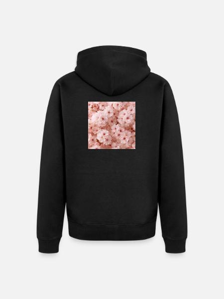 Kirschrosa zarte Blumen - Unisex Premium Bio Zip Hoodie - Schwarz
