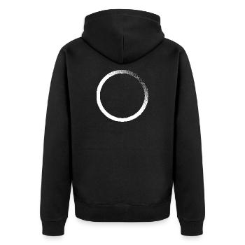 ENSO-Kreis - Unisex Premium Bio Zip Hoodie - Schwarz - Hinten - Nico (187cm)