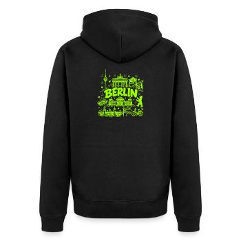 Berlin - Hauptstadt mit Sehenswürdigkeiten - Unisex Premium Bio Zip Hoodie - Schwarz - Hinten - Nico (187cm)