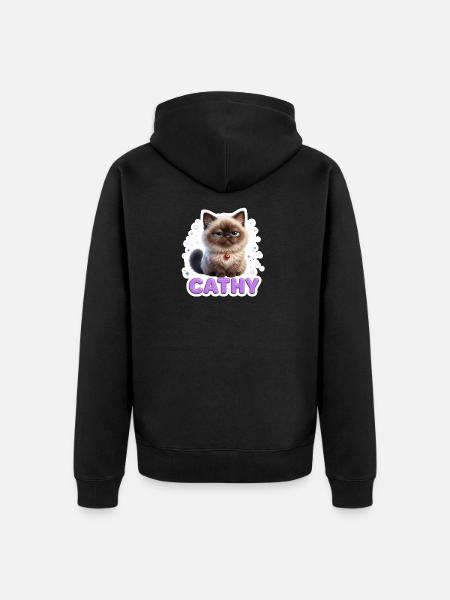 Fluffy Love Cathy - Unisex Premium Bio Zip Hoodie - Schwarz