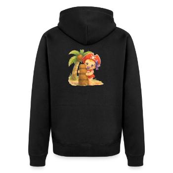I - Buchstabe: Kleines Piratenbaby am Strand - Unisex Premium Bio Zip Hoodie - Schwarz - Hinten - Nico (187cm)