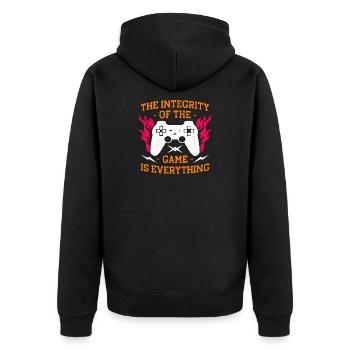Integrität der Spielflammen - Unisex Premium Bio Zip Hoodie - Schwarz - Hinten - Nico (187cm)